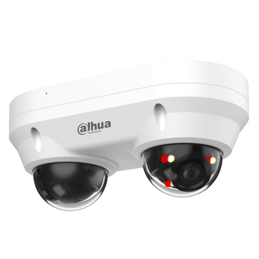 [IPC-HDBW2449F-AS-E2-IL-0360B] Cámara IP H265 2x4MP Dual-Directional WDR Iluminación Dual LED20m/IR30m 3.6mm IP67 IK10 PoE AUDIO MIC E/S AI