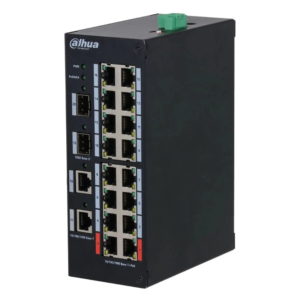 [HS3220-16GT-190] Switch Hardened PoE 16 puertos Gigabit (2RJ45+2SFP) Uplink Gigabit 190W No_Gestionable Layer2