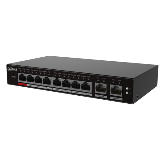 [S4100-8ET2GT-96-C] Switch PoE 2.0 8 puertos 10/100 + 2RJ45 Uplink Gigabit 96W Gestionable en Cloud Layer2