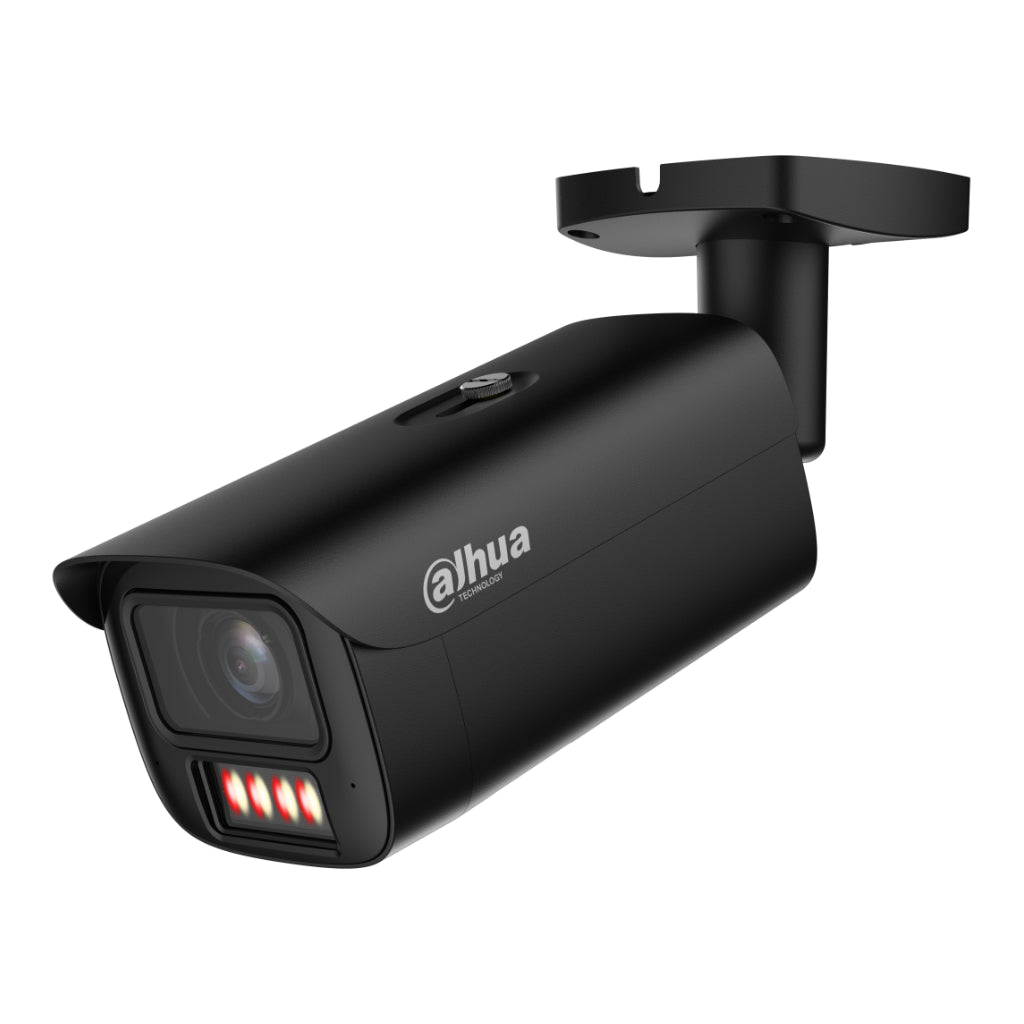 [IPC-HFW5459E1-ZE-IL-B] Tubular IP H265 4M WDR140dB Iluminación Dual LED60m/IR60m 2.7-12VFM IK10 IP67 ePoE SD AUDIO MIC E/S AI. Color Negro