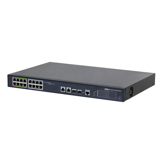 [LR2218-16ET-240] Switch ePoE 16 puertos 10/100 (8 ePoE/EoC + 8 PoE) + 2 Uplink Combo Gigabit/SFP 802.3at 240W Gestionable Layer 2 - Modo ePoE 800m