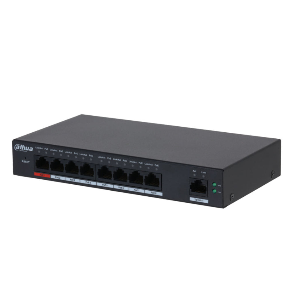 [S4100-8GT1GT-96-C] Switch PoE 2.0 8 puertos Gigabit + 1RJ45 Uplink Gigabit 96W Gestionable en Cloud Layer2