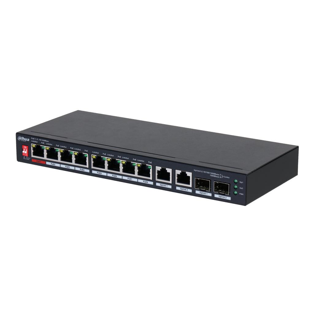 [PFS3210-8ET2GF-96] Switch PoE 2.0 8 puertos 10/100 + 2 Combo Gigabit RJ45/SFP Uplink 96W No_Gestionable Layer2